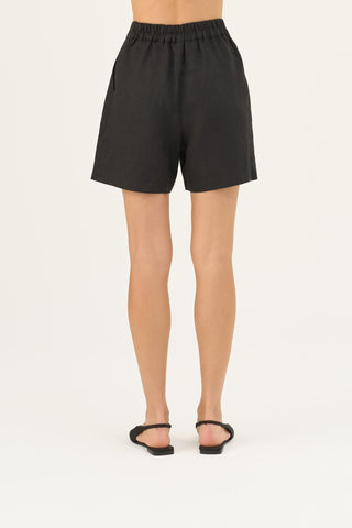 Leinen-Shorts Mirabilis, Black 6