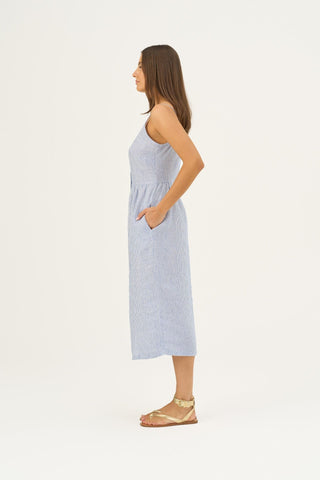 Leinenkleid Camilla, Blue White Stripes 4