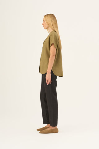 Leinenbluse Damen Melody, Olive Khaki 3