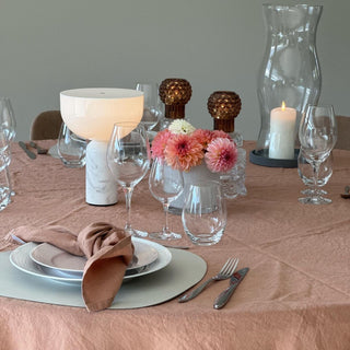 Leichte Leinen - Tischdecke, rund Cafe Creme - Linen Tales 3