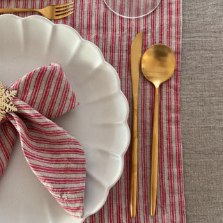 Leinen-Tischläufer, Red Natural Stripes 3