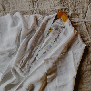 Leinen - Sommer - Bademantel, Optical White - Linen Tales 3