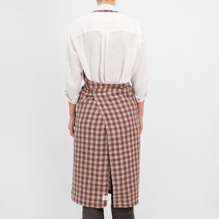 Leinen-Schürze Chef, Chocolate Gingham 4