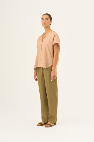 Leinenbluse Damen Melody, Maple Sugar 3