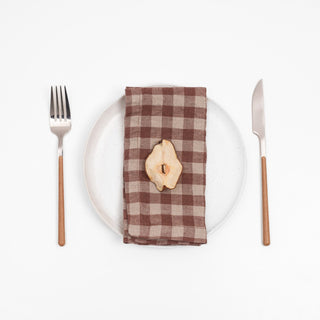 Leinen-Servietten im 2er-Set, Chocolate Gingham 5