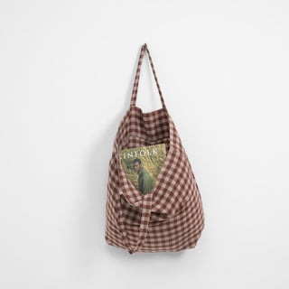 Große Leinentasche, Chocolate Gingham 4