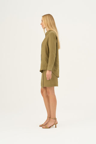 Leinenbluse Damen Azalea, Olive Khaki 3