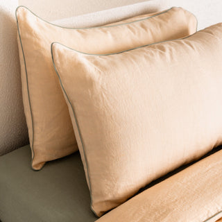 Kissenbezug aus Leinen, Brazilian Sand mit Paspel in Sage, 2er-Set 3