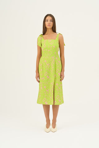 Leinenkleid Rumba, Kiwi Monstera 3