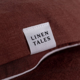 Kissenbezug aus Leinen, Chocolate mit weißer Paspel, 2er-Set 4