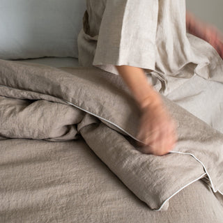 Bettwäsche-Set aus Leinen, Melange mit weißer Paspel 6