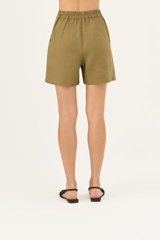 Leinen-Shorts Mirabilis, Olive Khaki 5