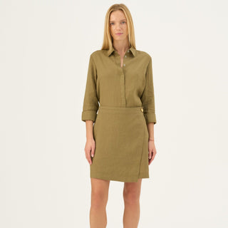Leinen-Rock Lumen, Olive Khaki 1
