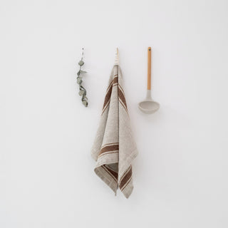Leinen-Geschirrtuch, Vintage Mocca Stripe 