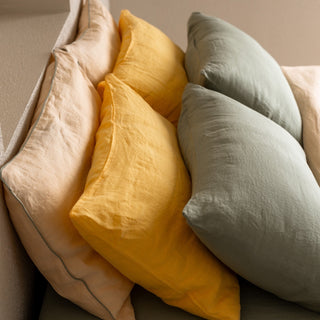 Kissenbezug aus Leinen, Brazilian Sand mit Paspel in Sage, 2er-Set 5