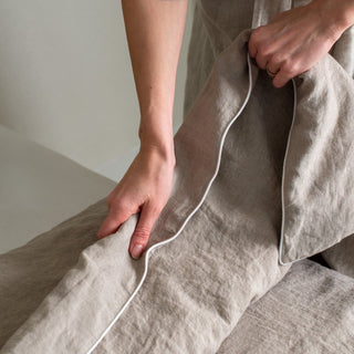 Bettwäsche-Set aus Leinen, Melange mit weißer Paspel 4