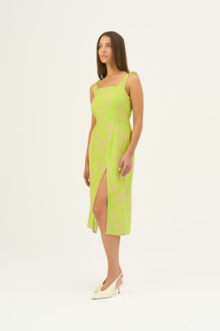 Leinenkleid Rumba, Kiwi Monstera 4