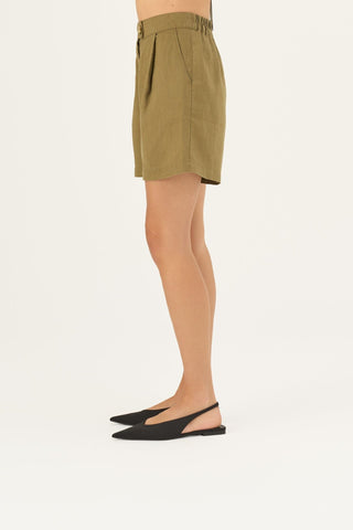 Leinen-Shorts Mirabilis, Olive Khaki 4