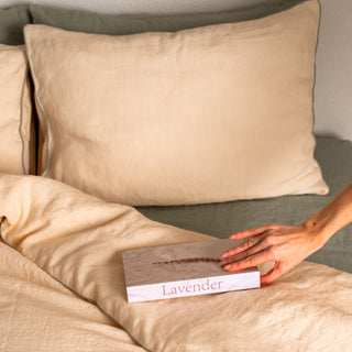 Kissenbezug aus Leinen, Brazilian Sand mit Paspel in Sage, 2er-Set 6