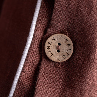 Bettwäsche-Set aus Leinen, Chocolate mit weißer Paspel 7