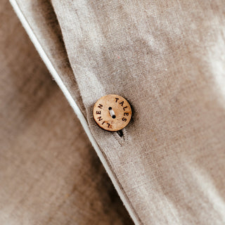 Bettwäsche-Set aus Leinen, Melange mit weißer Paspel 3