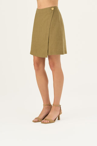 Leinen-Rock Lumen, Olive Khaki 4