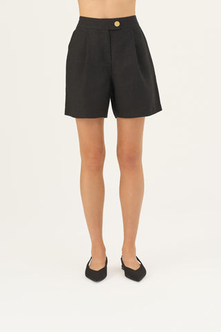 Leinen-Shorts Mirabilis, Black 3