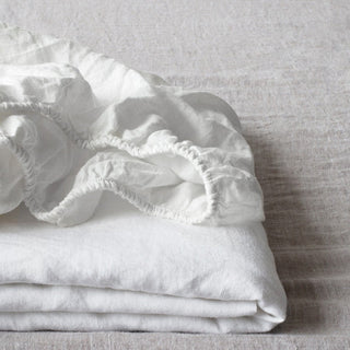 Leinen-Spannbetttücher, White 