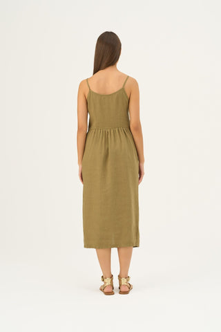 Leinenkleid Camilla, Olive Khaki 5