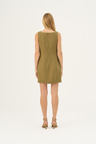 Leinenkleid Alba, Olive Khaki 5