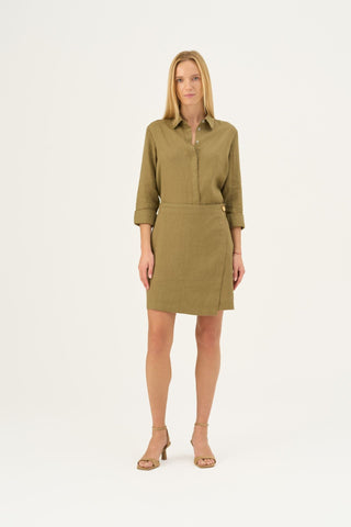 Leinen-Rock Lumen, Olive Khaki 7