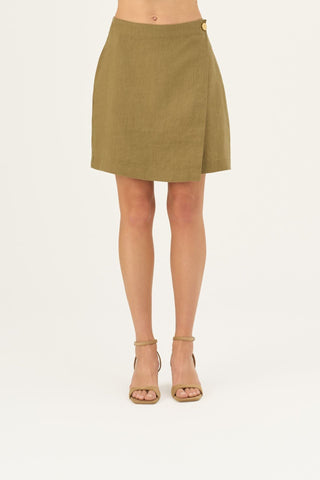 Leinen-Rock Lumen, Olive Khaki 3