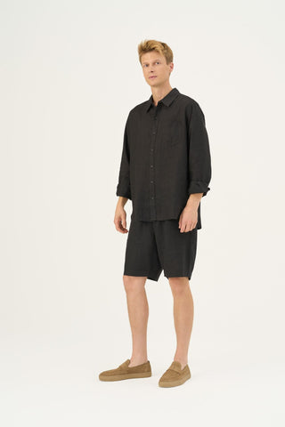 Leinenhemd Larch, Black 7
