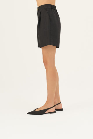 Leinen-Shorts Mirabilis, Black 5