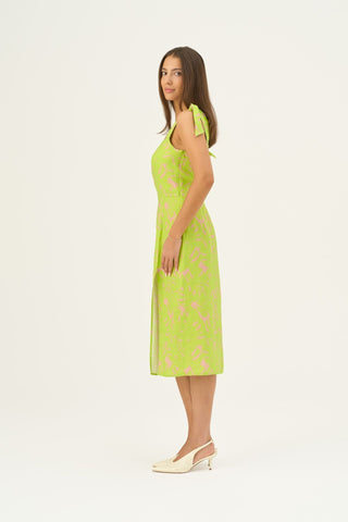 Leinenkleid Rumba, Kiwi Monstera 5