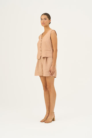 Leinen-Shorts Mirabilis, Maple Sugar 6