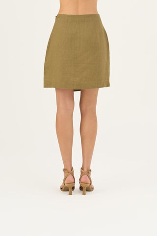 Leinen-Rock Lumen, Olive Khaki 6