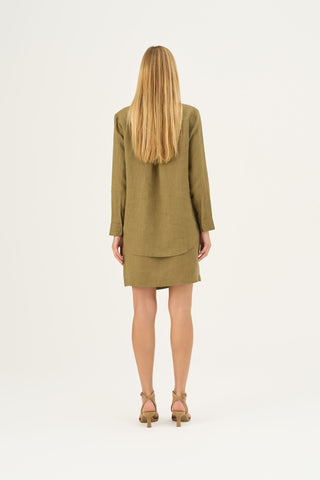 Leinenbluse Damen Azalea, Olive Khaki 6