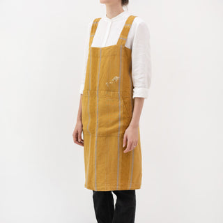 Leinen-Schürze Pinafore, Amber Bronze Stripes 3