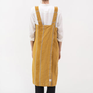 Leinen-Schürze Pinafore, Amber Bronze Stripes 2