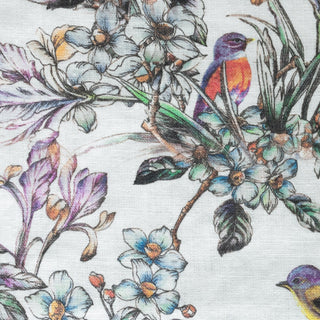Ungewaschener breiter „Birds” Leinenstoff, 185 g/m² 