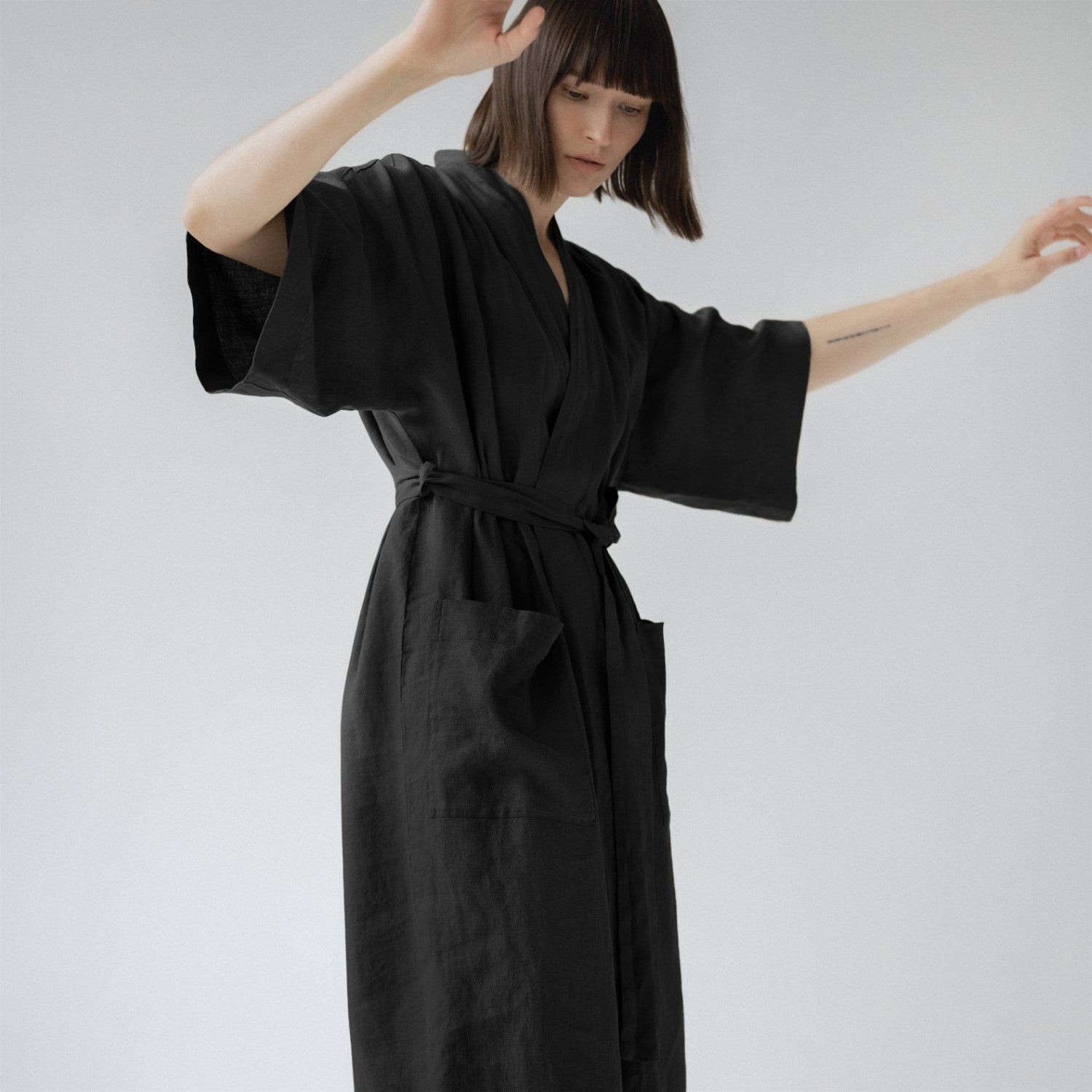 Leinen-Sommer-Bademantel, Black – Linen Tales