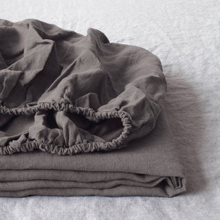 Leinen-Spannbetttücher, Dark Grey 