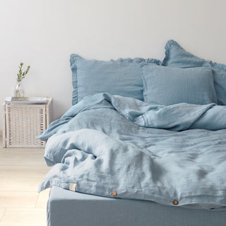 Leinen-Bettbezug-Set, Dusty Blue 