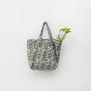 Große Leinentasche, Evergreen Damask 