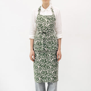 Leinen-Schürze Chef, Evergreen Damask 1