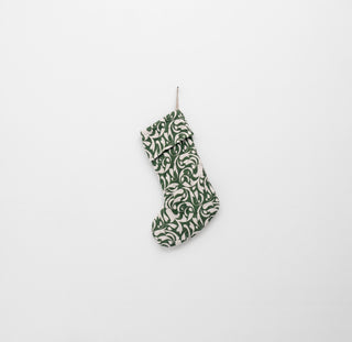 Leinen-Weihnachtsstrumpf, Evergreen Damask 2
