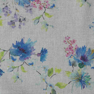 Ungewaschener breiter „Flowers on Light Natural” Leinenstoff, 185 g/m² 