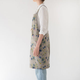 Leinen - Schürze Crossback, Flowers on Natural - Linen Tales 2