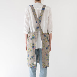 Leinen - Schürze Crossback, Flowers on Natural - Linen Tales 3